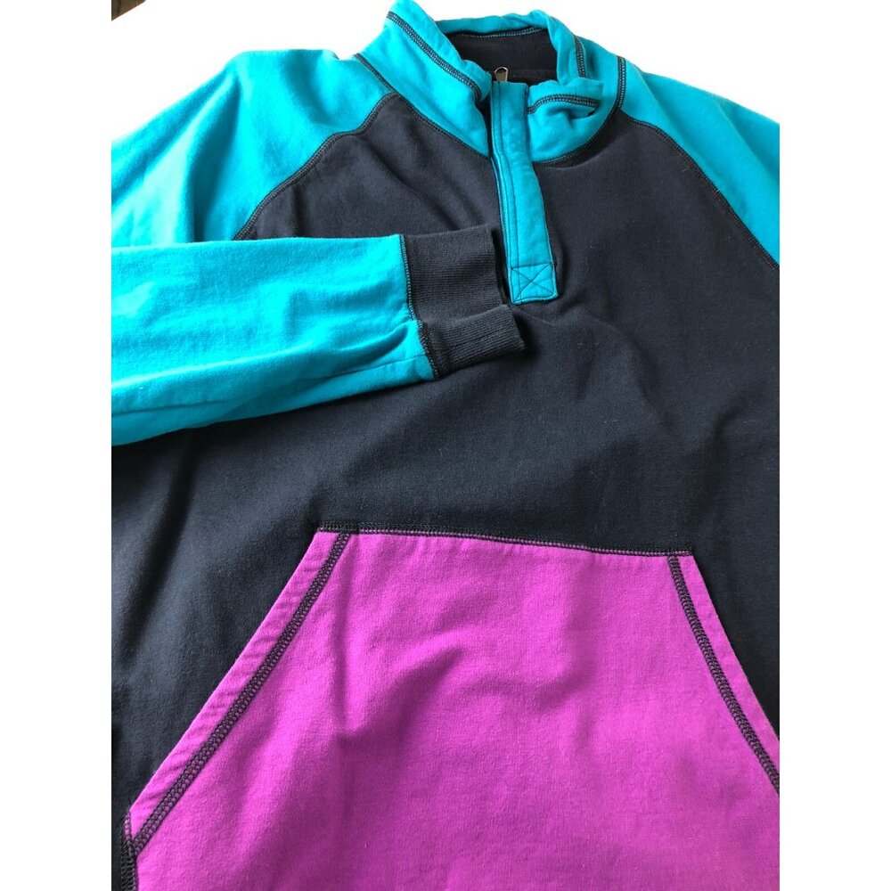 Edgar And Ash Sweatshirt Pullover Mens XL Color Block 1/4 Zip Cotton Stretch - Picture 7 of 9